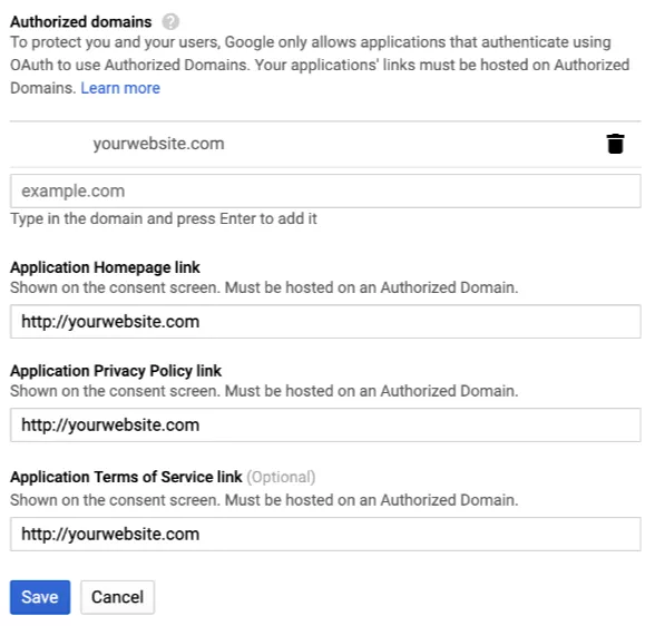 Authorized domains