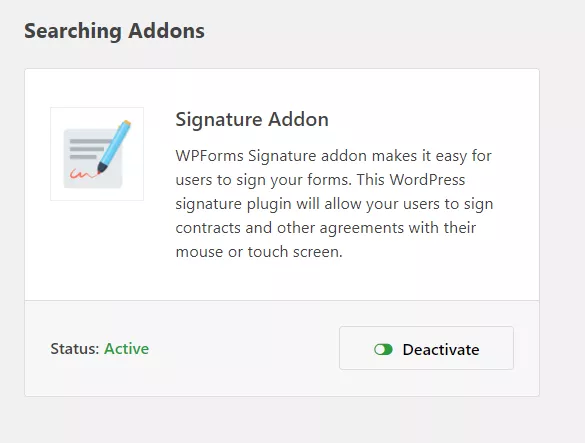 Signature add-on enabled