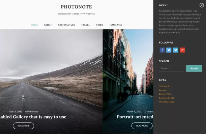 photonote 2.0 - Best Photography WordPress Themes