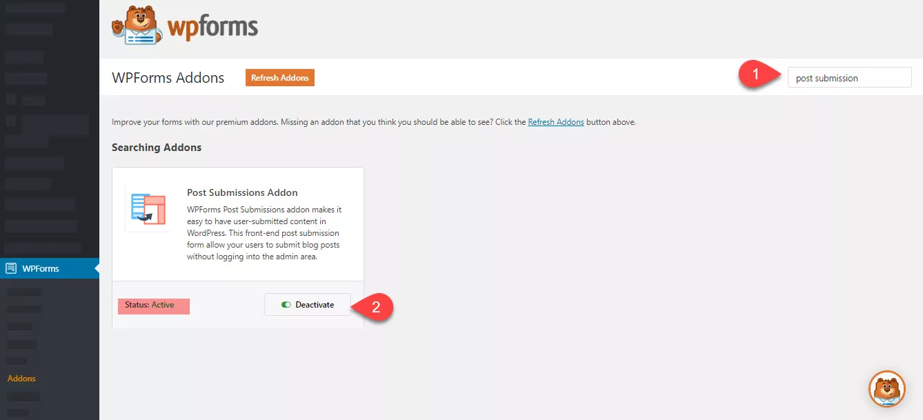 Installing wpforms post submission addon