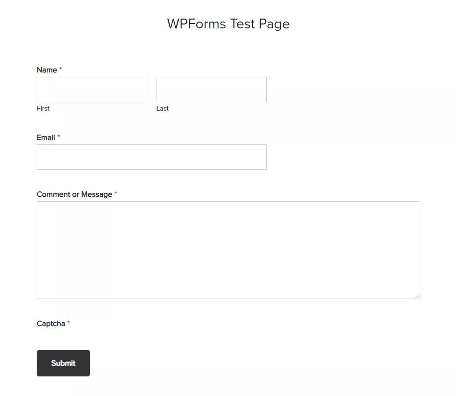 Wpforms sample contact form