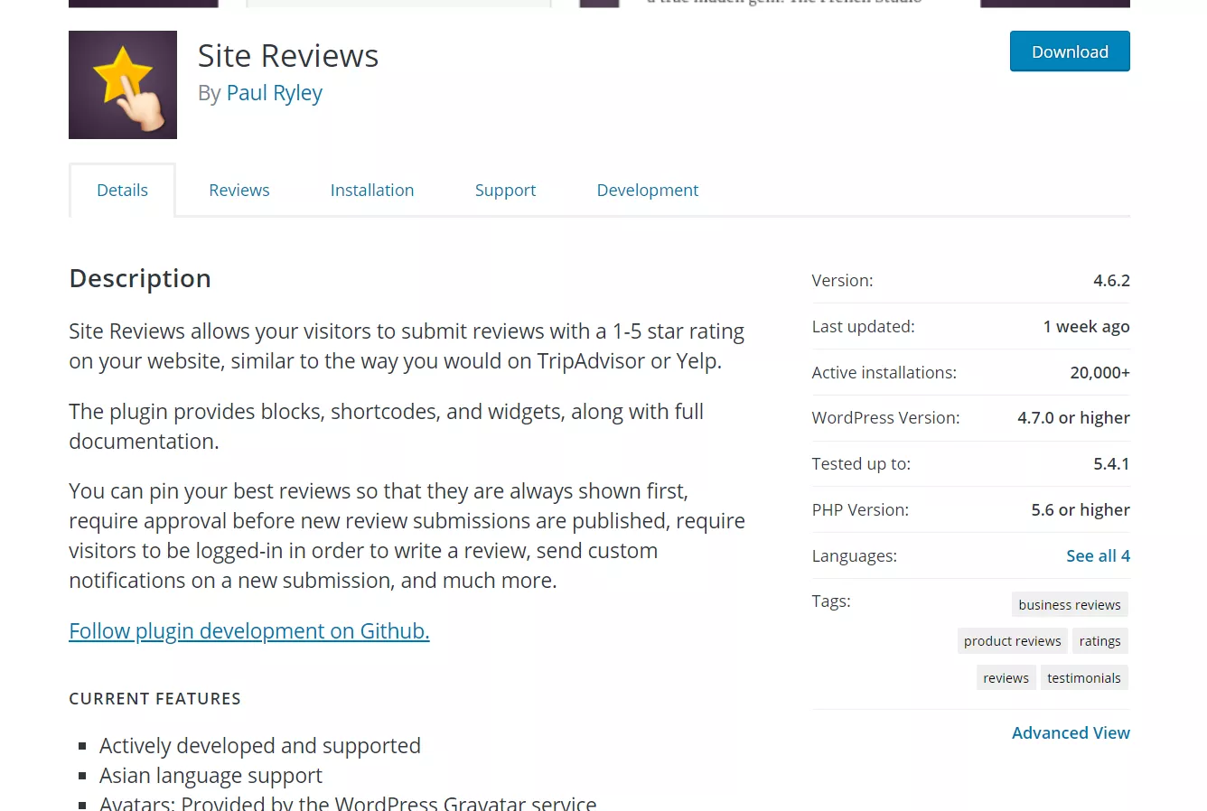 Site reviews plugin
