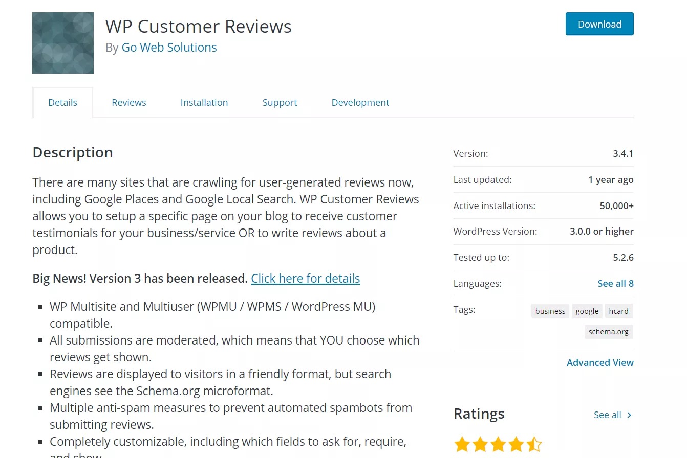 Wp customer reviews
