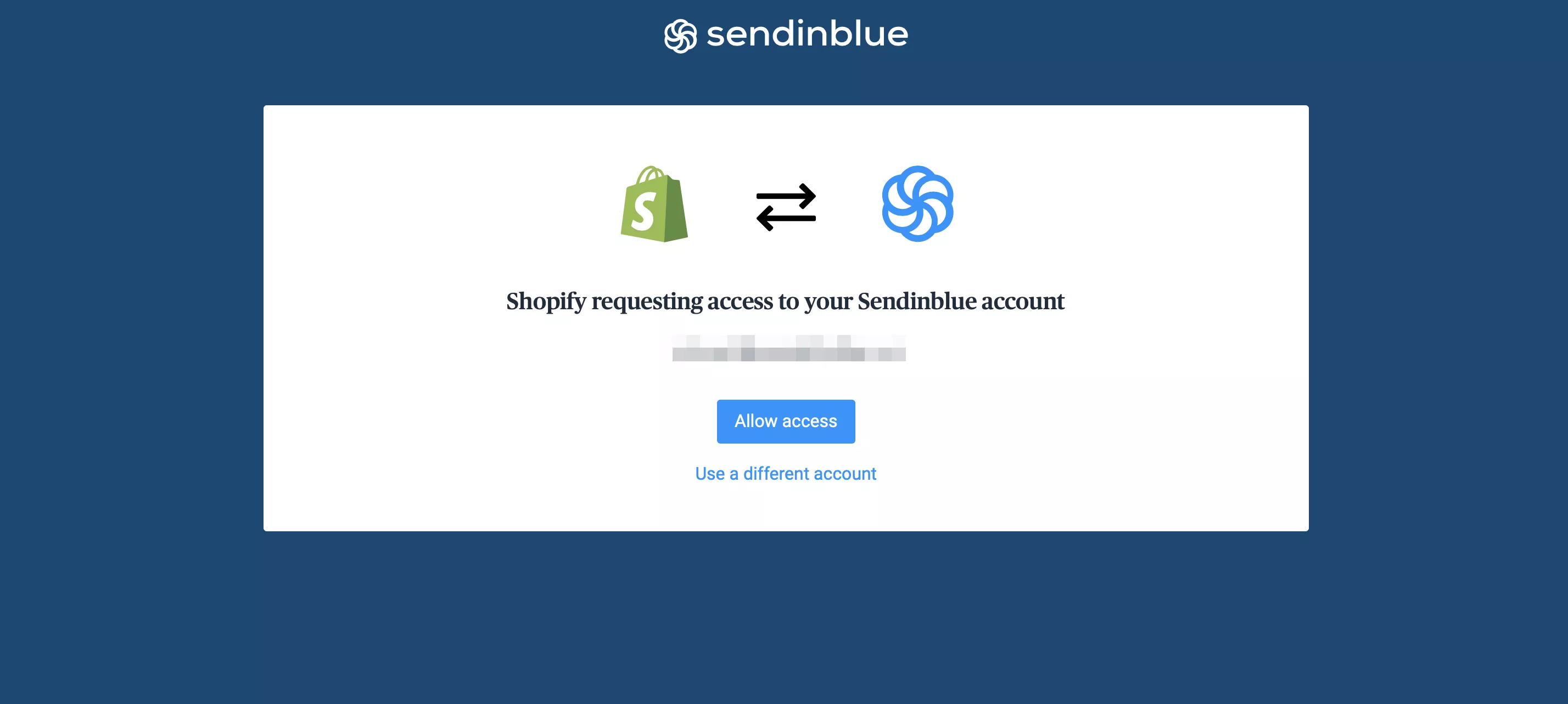 Allow shopify to access your sendinblue account