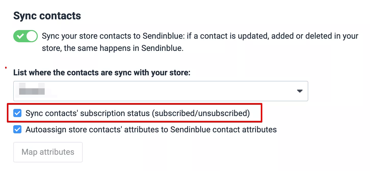 Enable sync contacts subscription status between shopify store and sendinblue account