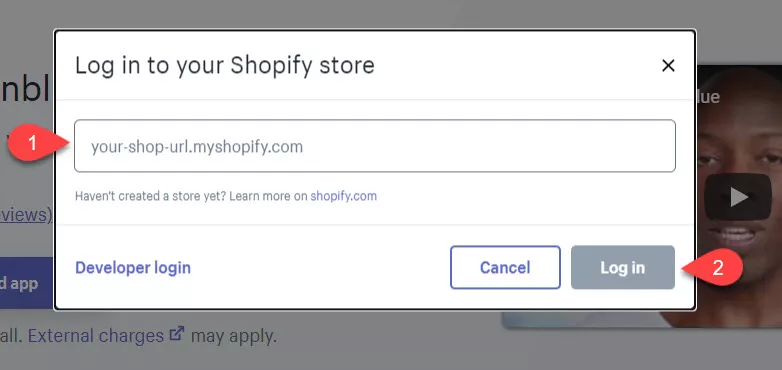 Login to your shopify store